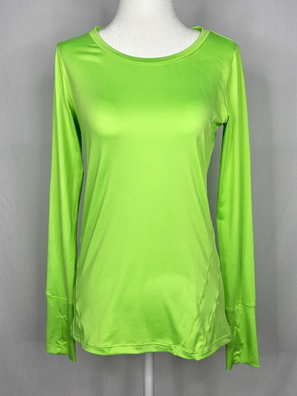 Zengjo Women's Neon Green Running Top | Thumbholes | Long Sleeve | Size XS